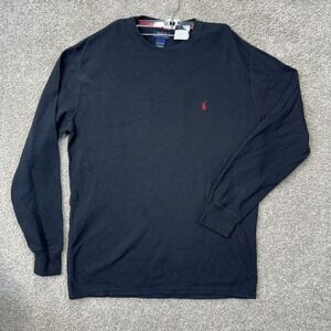 Polo Ralph Lauren Thermal Shirt Mens 2XL Black Waffle Knit Long Sleeve Pony Logo